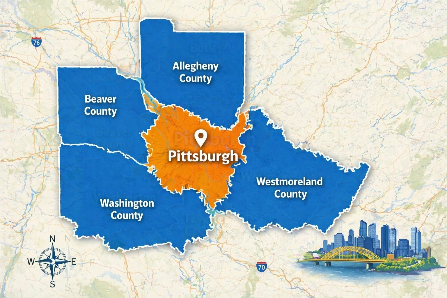 Pittsburgh County Map